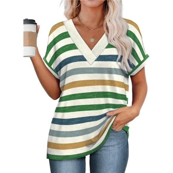 Women's V-Neck Dolman Sleeve Summer Top - Picture 3 of 6